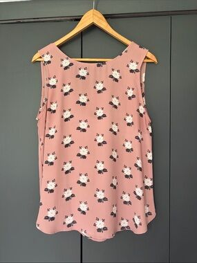 Women’s Medium | LOFT OUTLET Dusty Rose Floral Sleeveless Tank